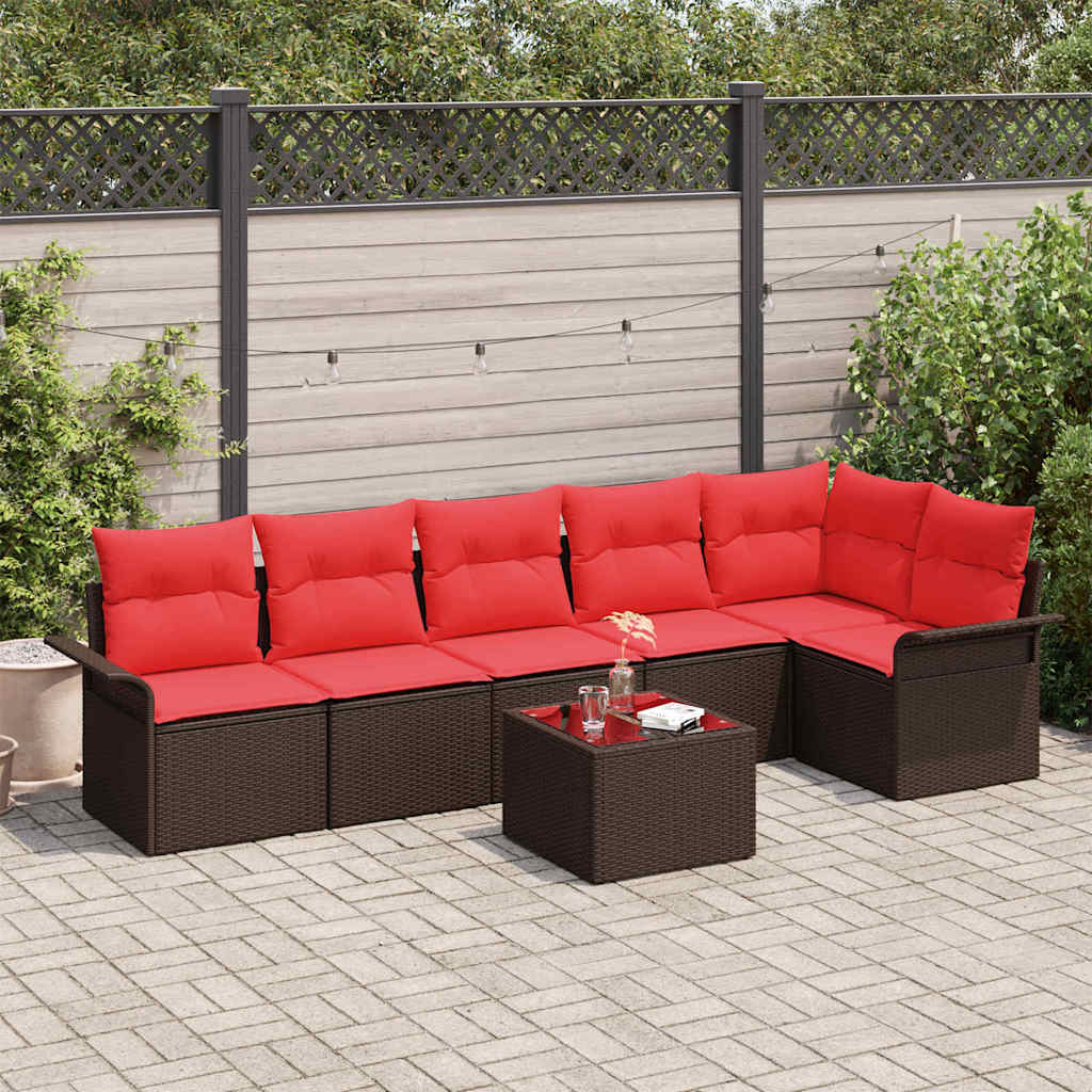 Gartensofa-set 7 stk. Braun Poly-Rattan