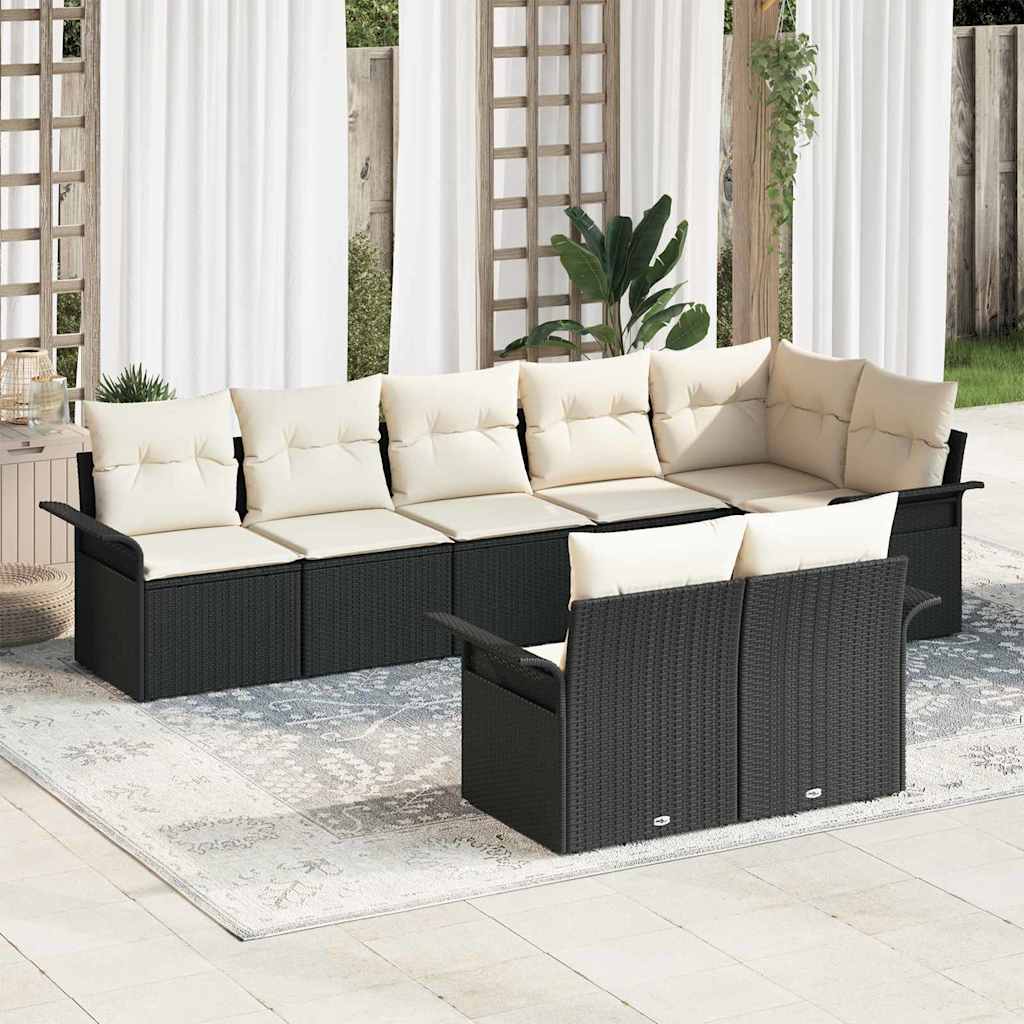 Gartensofa-set 8 stk. Schwarz Poly-Rattan