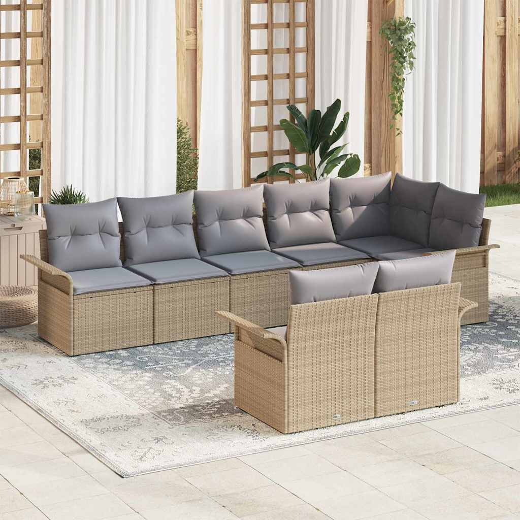 Gartensofa-set 8 stk. Beige Poly-Rattan