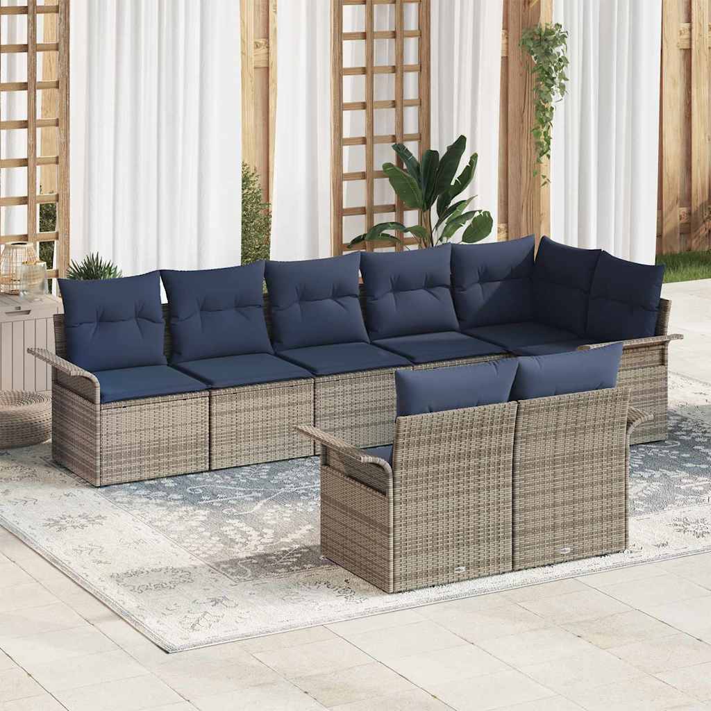 Gartensofa-set 8 stk. Grau Poly-Rattan