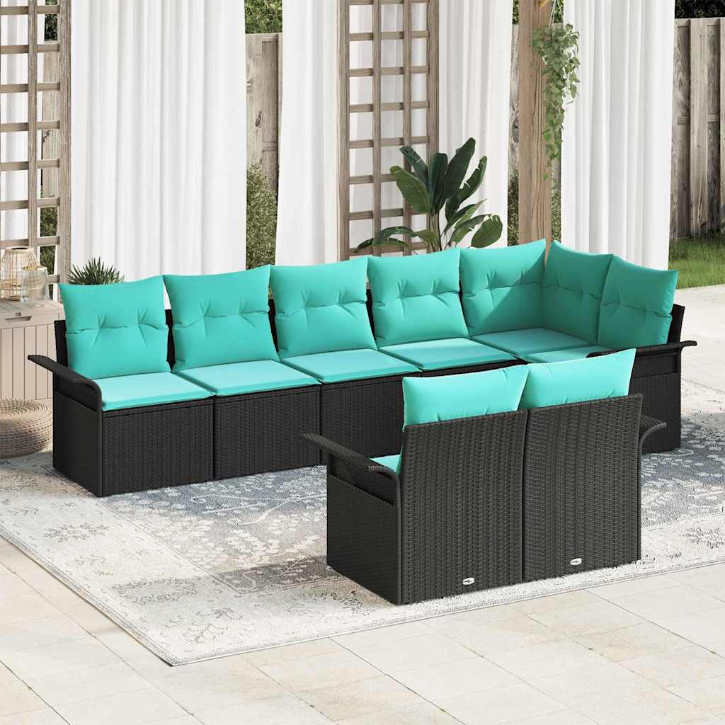 Gartensofa-set 8 stk. Schwarz Poly-Rattan