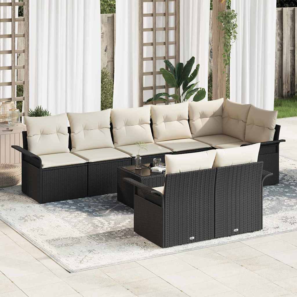 Gartensofa-set 9 stk. Schwarz Poly-Rattan