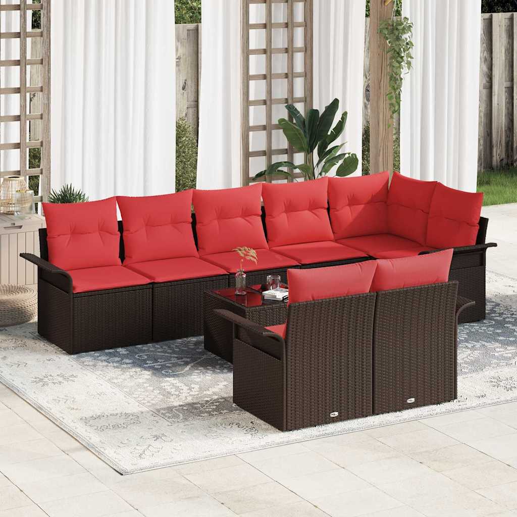Gartensofa-set 9 stk. Braun Poly-Rattan