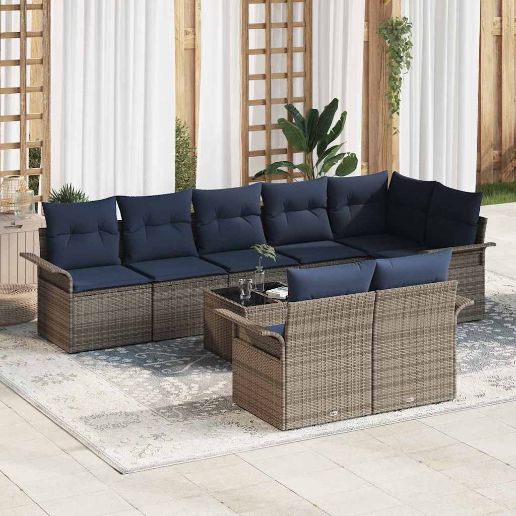 Gartensofa-set 9 stk. Grau Poly-Rattan
