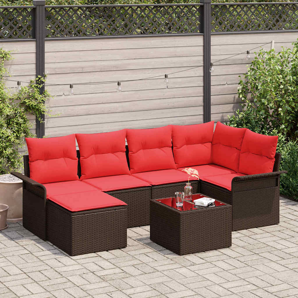 Gartensofa-set 7 stk. Braun Poly-Rattan