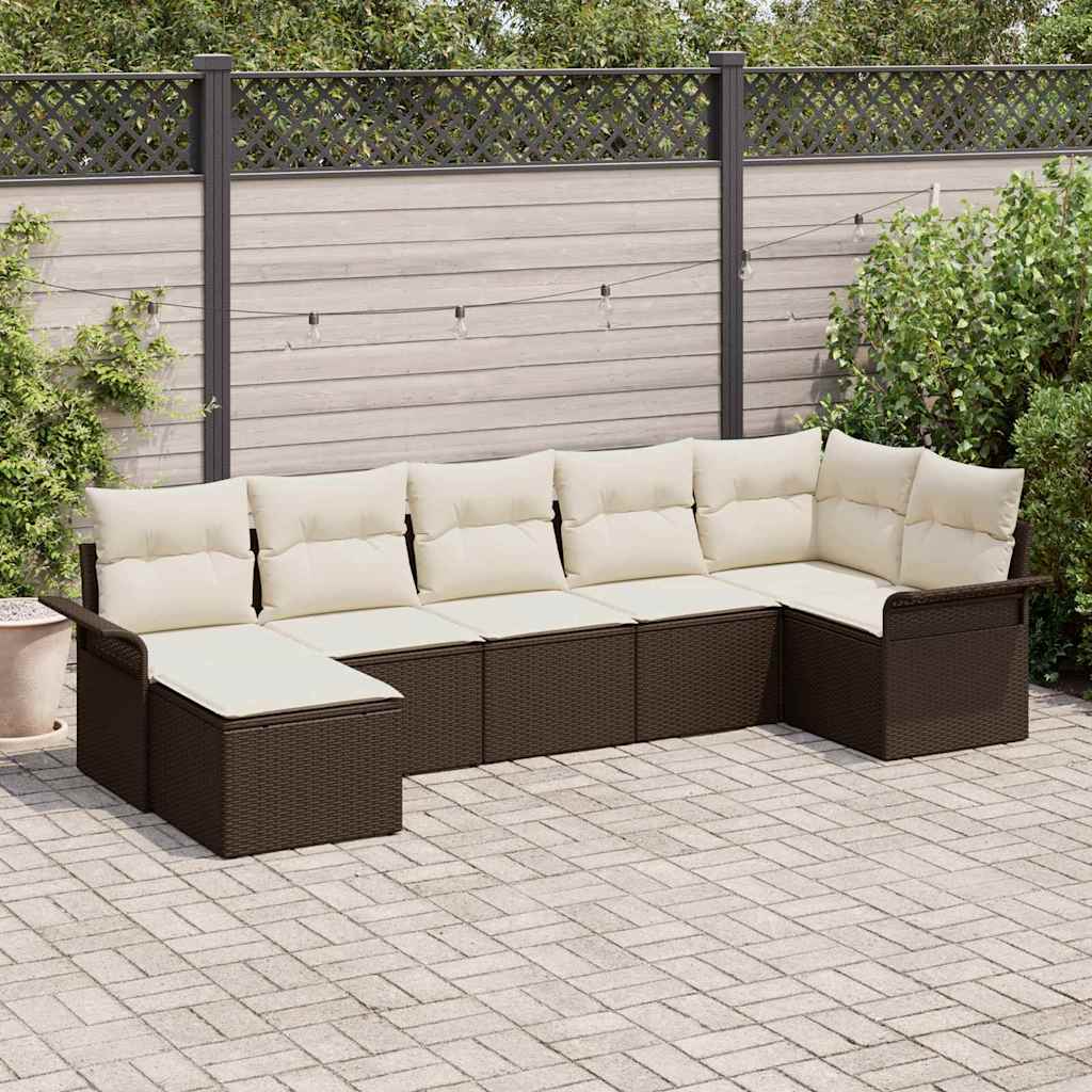 Gartensofa-set 7 stk. Braun Poly-Rattan