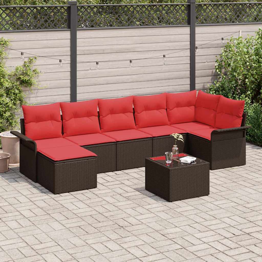 Gartensofa-set 8 stk. Braun Poly-Rattan