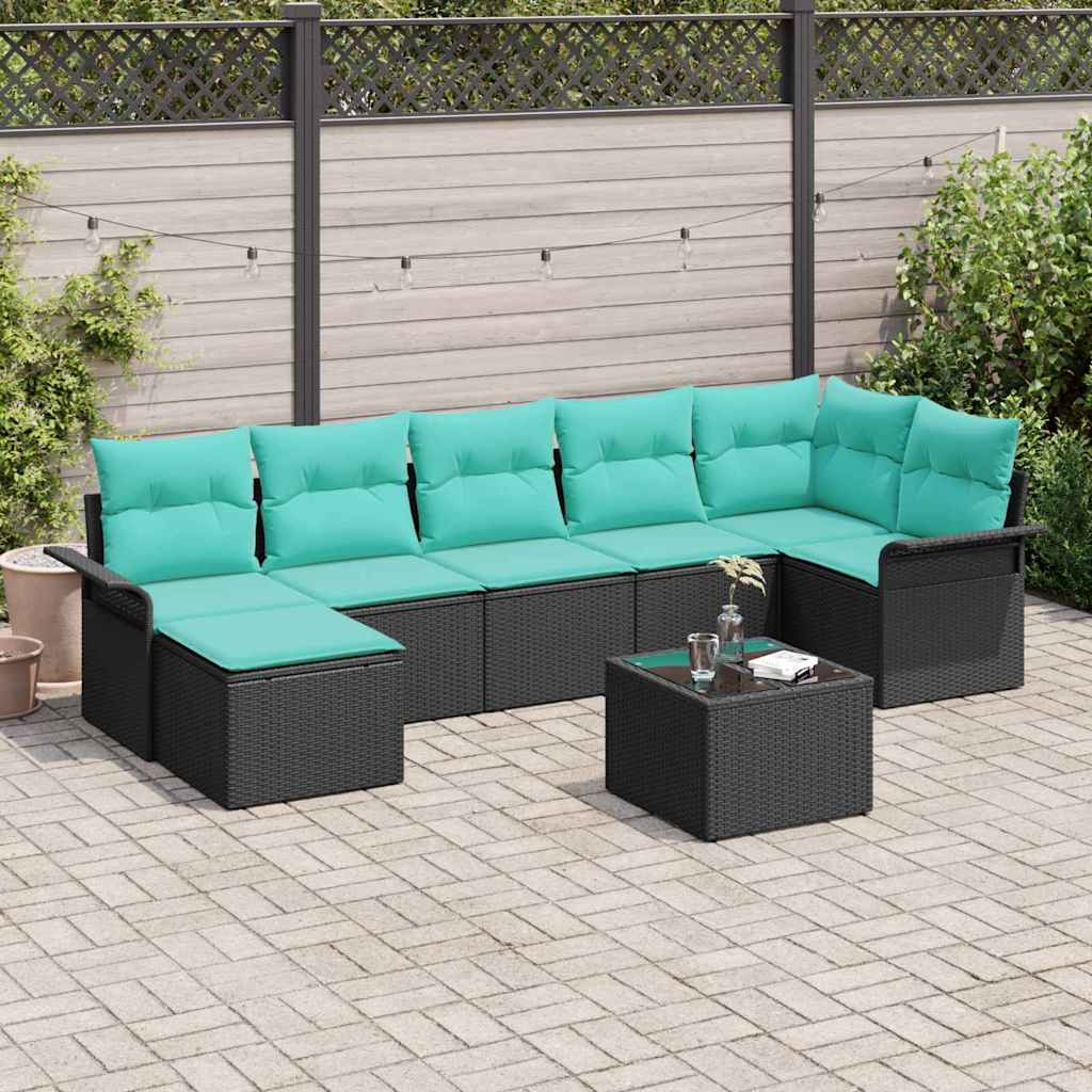Gartensofa-set 8 stk. Schwarz Poly-Rattan