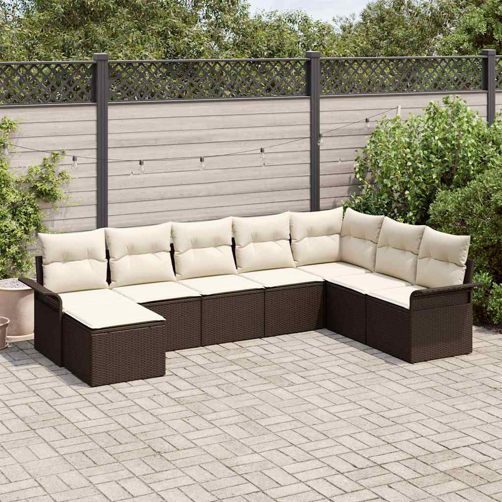 Gartensofa-set 8 stk. Braun Poly Rattan