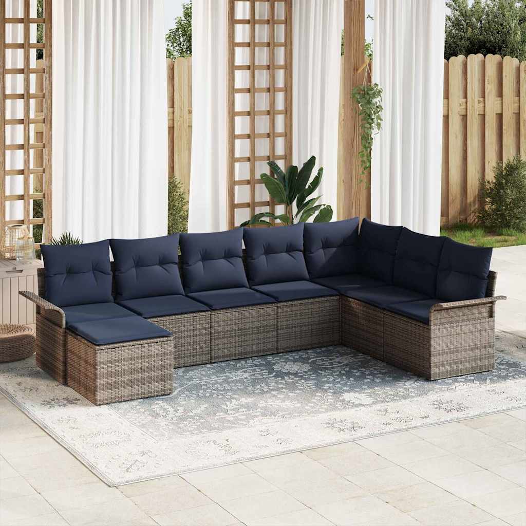Gartensofa-set 8 stk. Hellgrau Poly Rattan