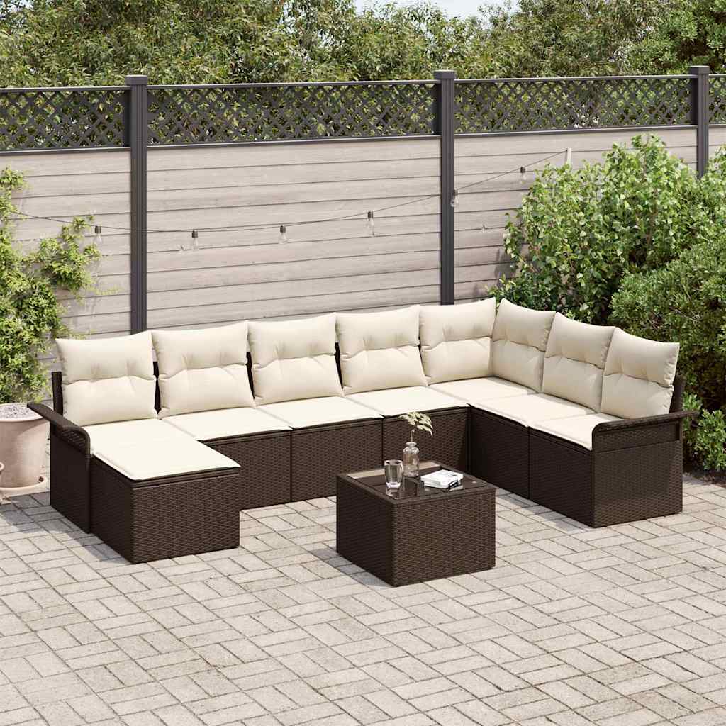 Gartensofa-set 9 stk. Grau Poly Rattan
