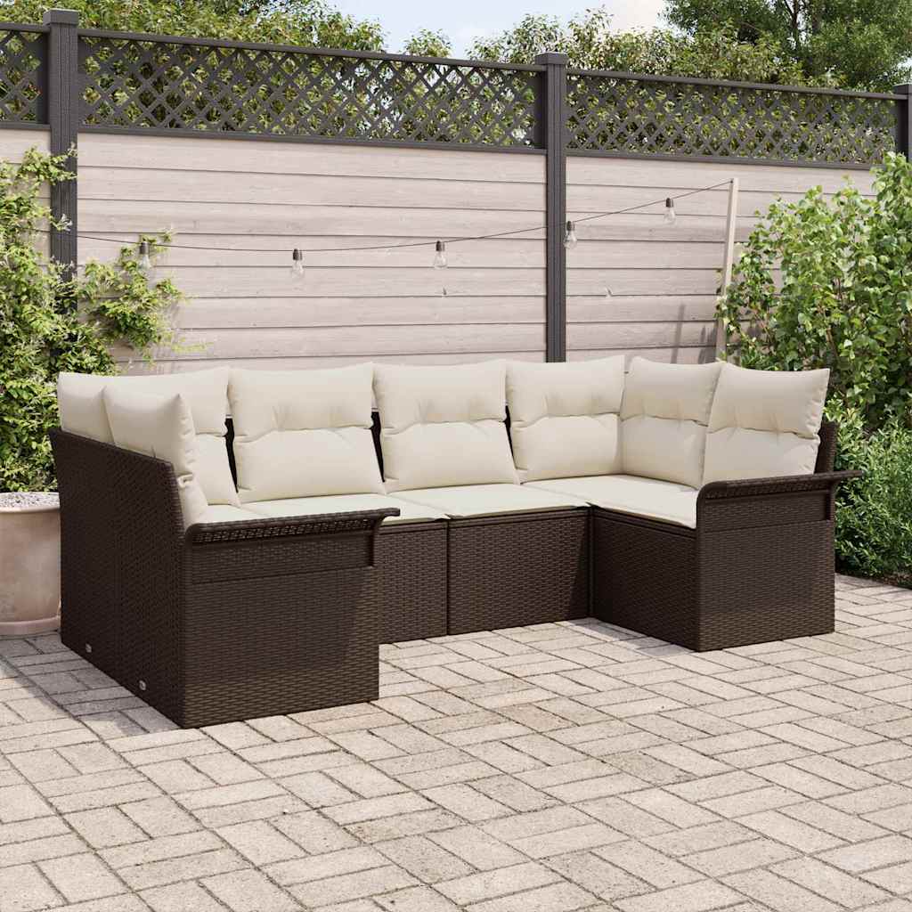 Garten-Sofa-Set 6 stk. Braun Poly Rattan