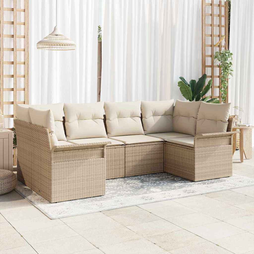 Garten-Sofa-Set 6 stk. Beige Poly Rattan