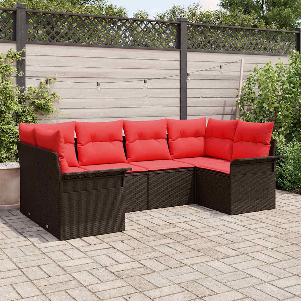 Garten-Sofa-Set 6 stk. Braun Poly Rattan
