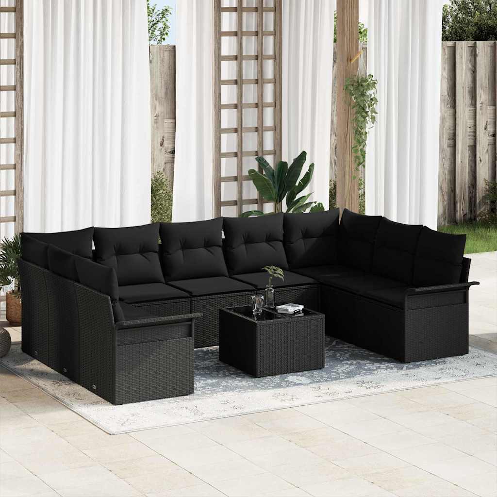 Gartensofa-set 10 stk. Beige Poly-Rattan