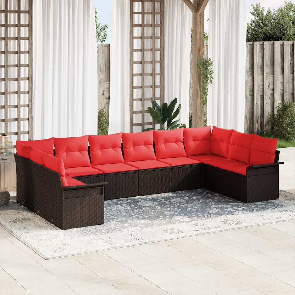 Gartensofa-set 10 stk. Beige Poly-Rattan