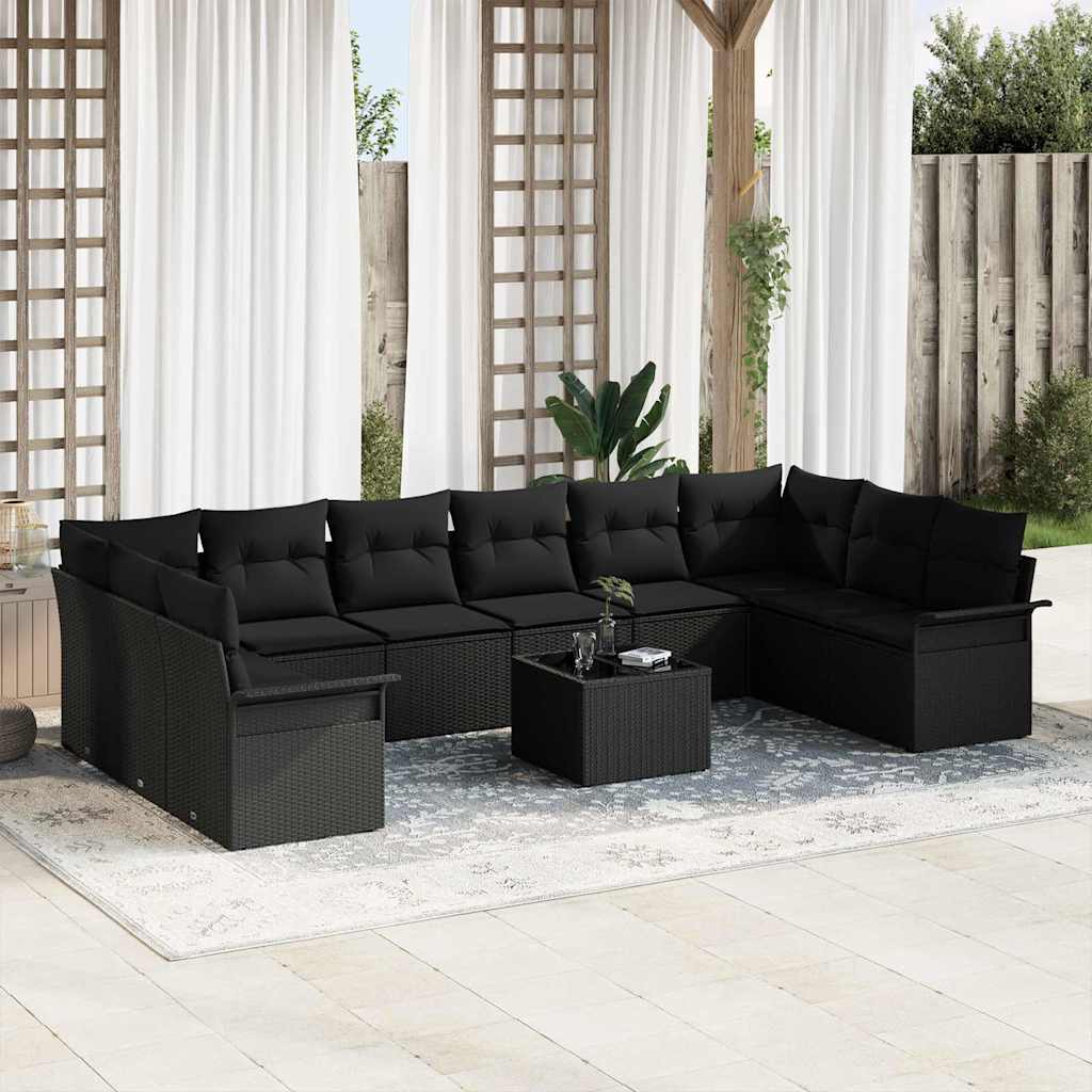 Gartensofa-set 11 stk. Beige Poly-Rattan