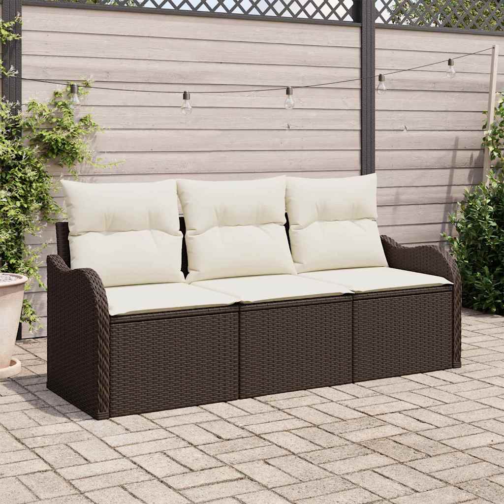 Garten-Sofa-Set 3 stk. Braun Poly Rattan