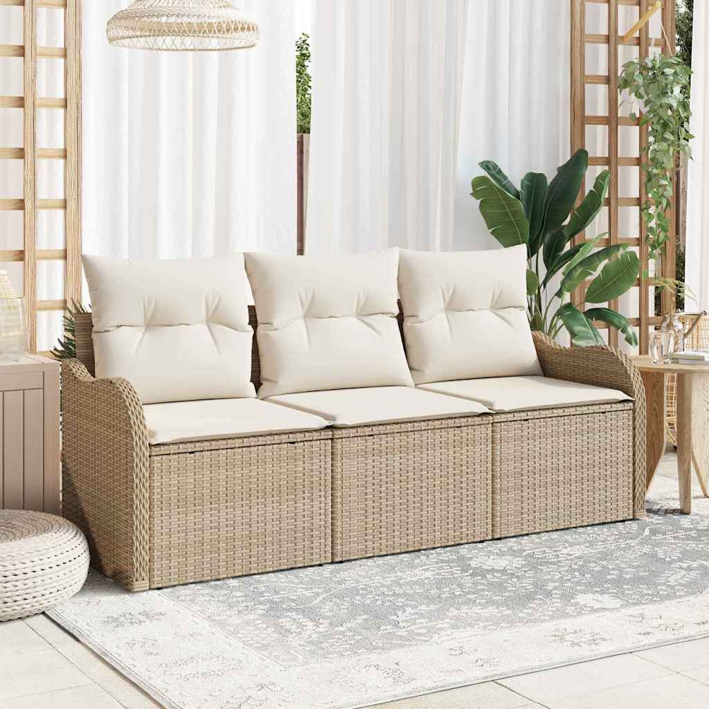 Garten-Sofa-Set 3 stk. Beige Poly Rattan