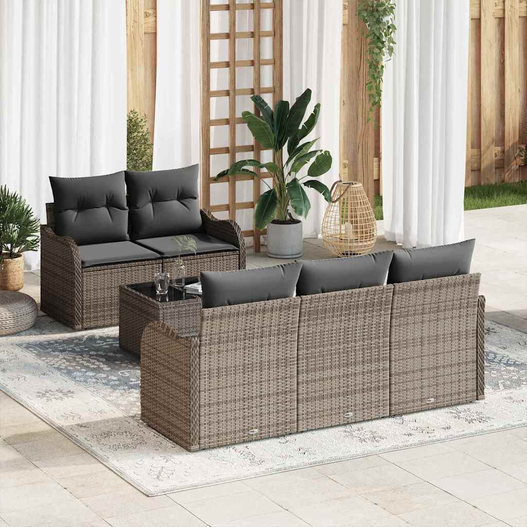 Gartensofa-set 6 Stk. 5-Sitzanzahl Grau Poly-Rattan