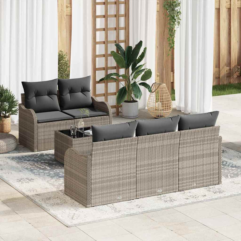 Gartensofa-set 6 Stk. 5-Sitzanzahl Hellgrau und Dunkelgrau