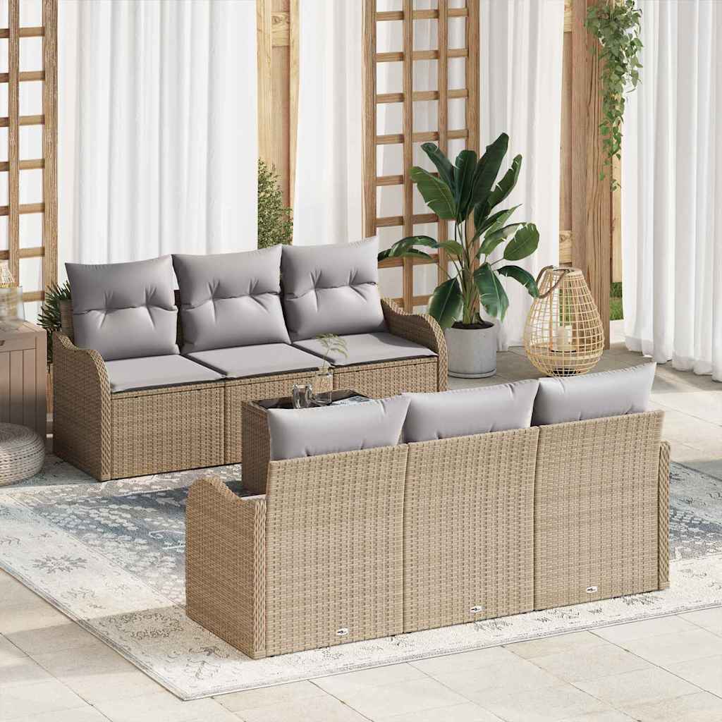 Gartensofa-set 7 stk. 6-Sitzanzahl Beige und Grau