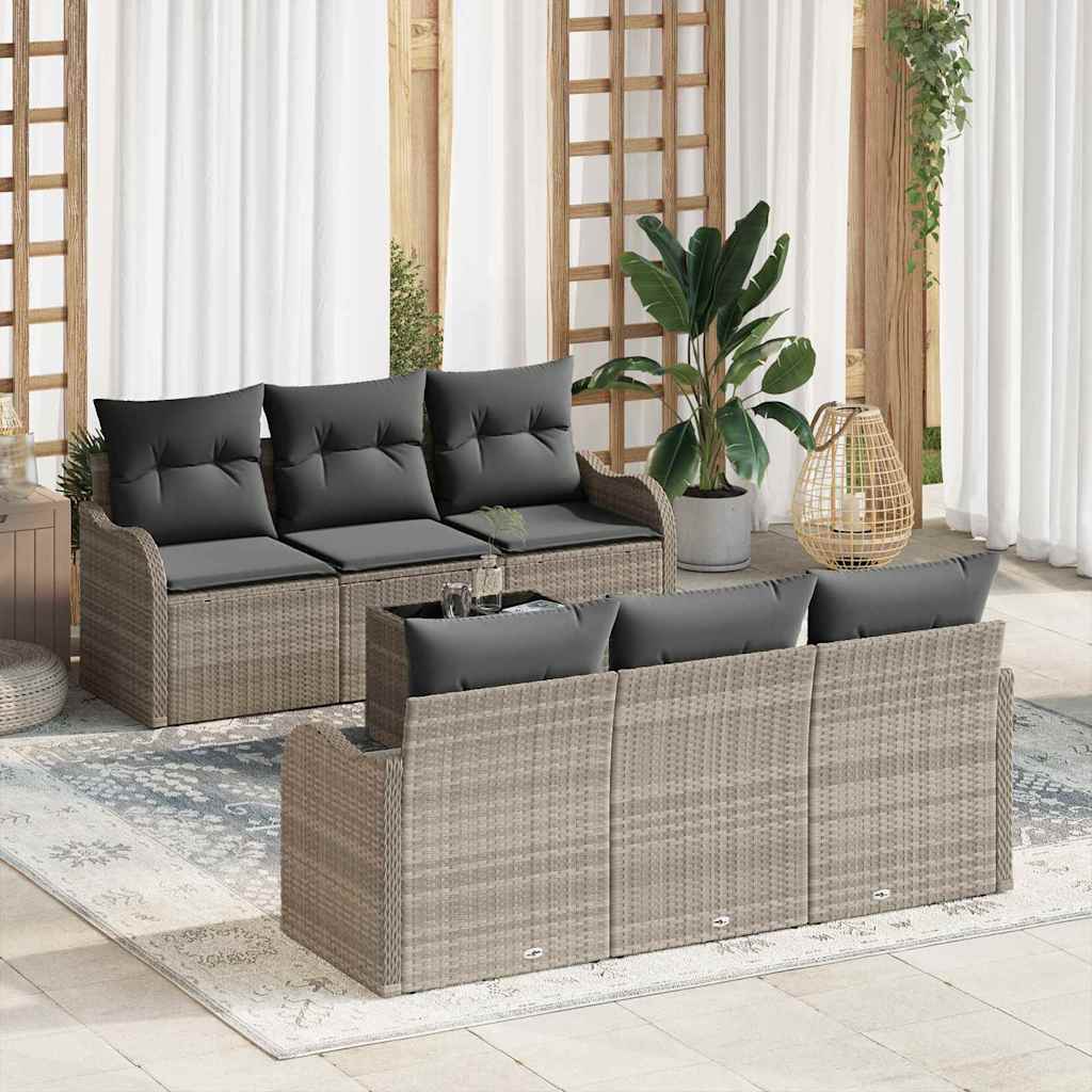 Gartensofa-set 7 stk. 6-Sitzanzahl Hellgrau und Dunkelgrau