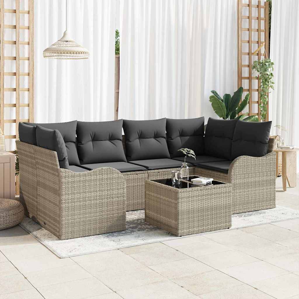 Garten-Sofa-Set 7 stk. 6-Sitzanzahl Hellgrau und Dunkelgrau