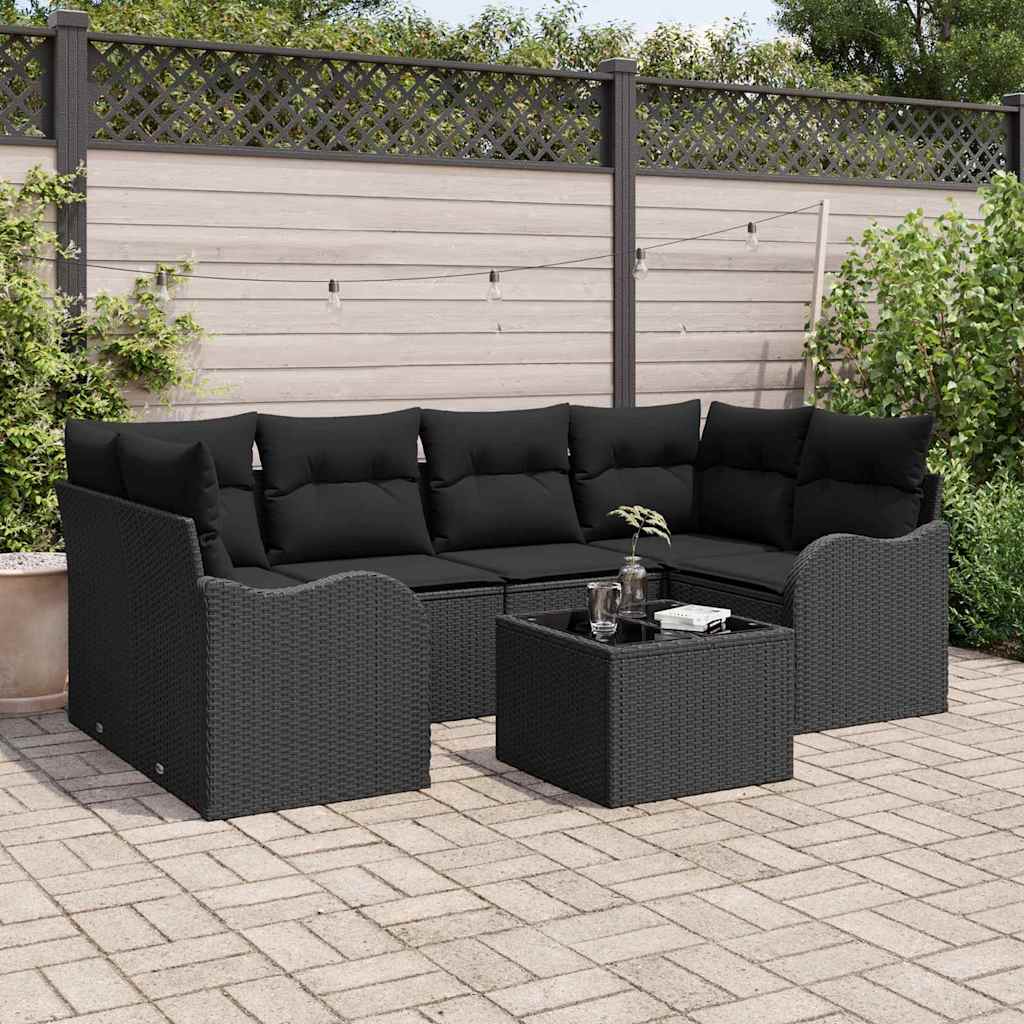 Garten-Sofa-Set 7 stk. 6-Sitzanzahl Schwarz