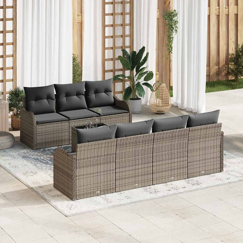 Gartensofa-set 8 Stk. 7-Sitzanzahl Grau