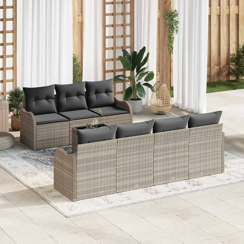 Gartensofa-set 8 Stk. 7-Sitzanzahl Hellgrau und Dunkelgrau