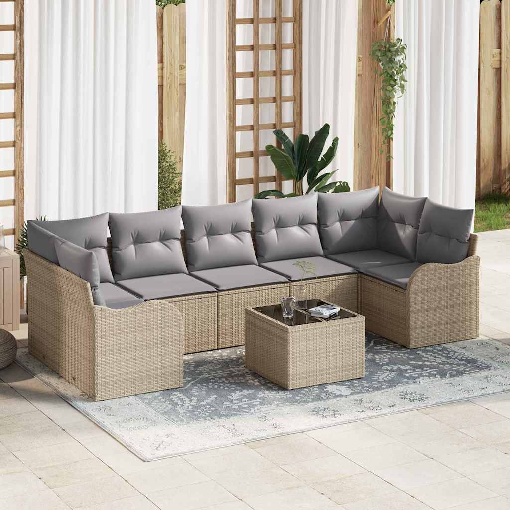 Gartensofa-set 8 stk. 7-Sitzanzahl Beige und Grau