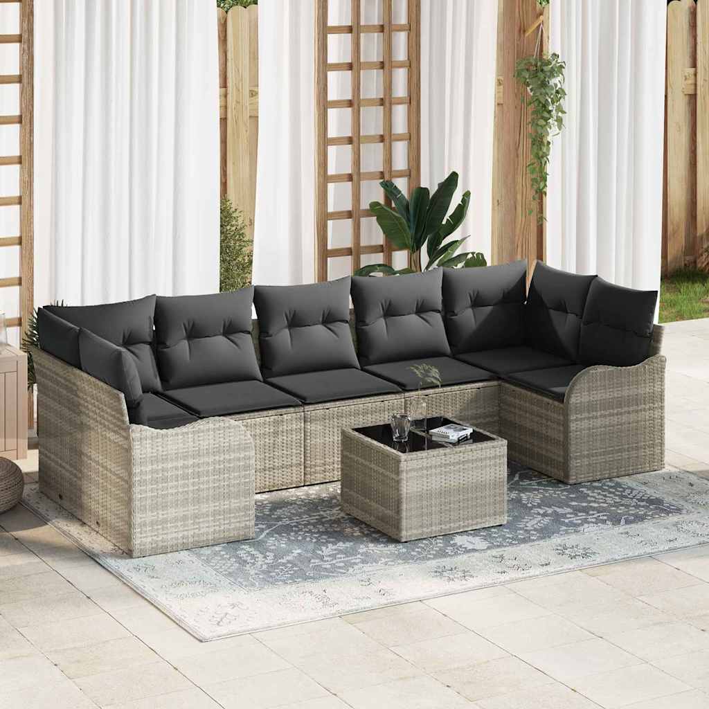 Gartensofa-set 8 stk. 7-Sitzanzahl Hellgrau und Dunkelgrau