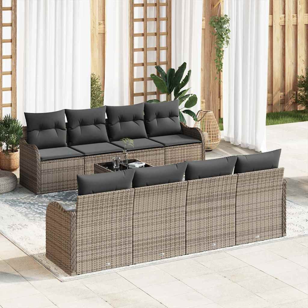 Gartensofa-set 9 Stk. 8-Sitzanzahl Grau