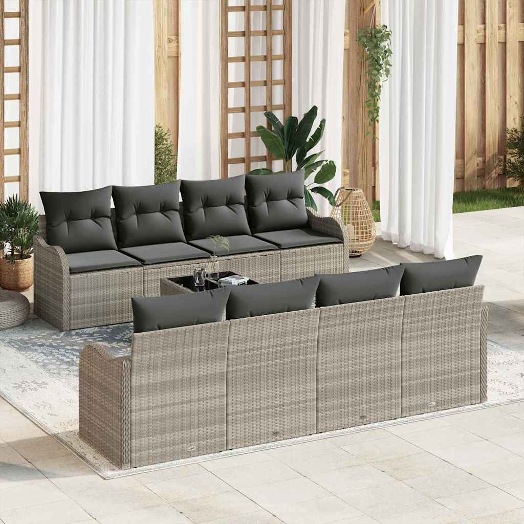 Gartensofa-set 9 Stk. 8-Sitzanzahl Hellgrau und Dunkelgrau