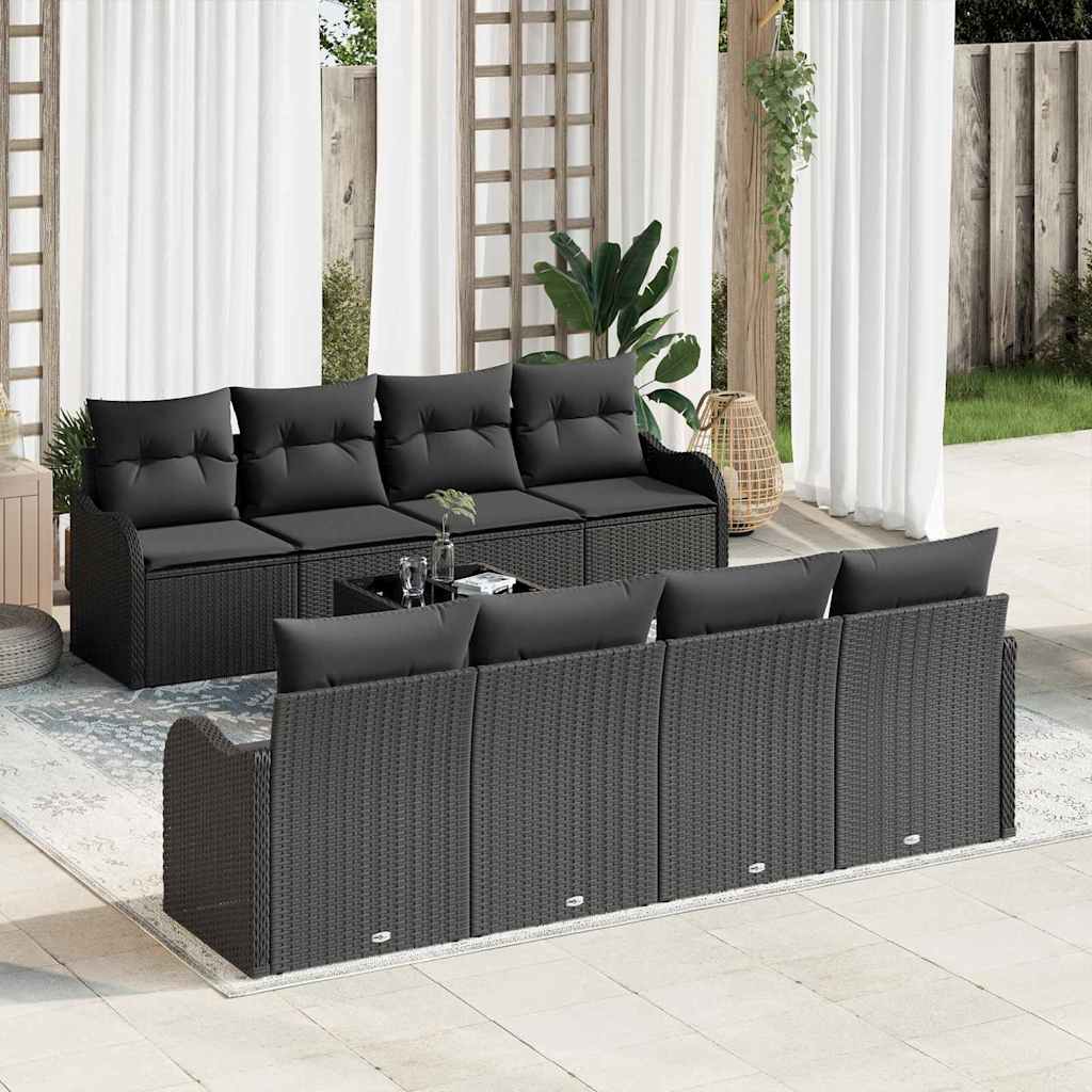 Gartensofa-set 9 Stk. 8-Sitzanzahl Schwarz