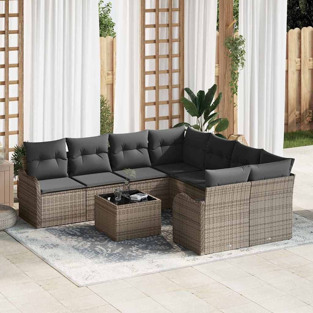 Gartensofa-set 9 stk. 8-Sitzanzahl Grau