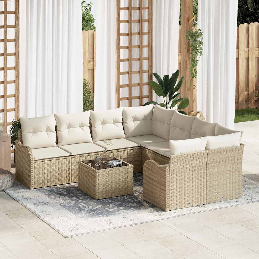 Gartensofa-set 9 stk. 8-Sitzanzahl Beige und Creme