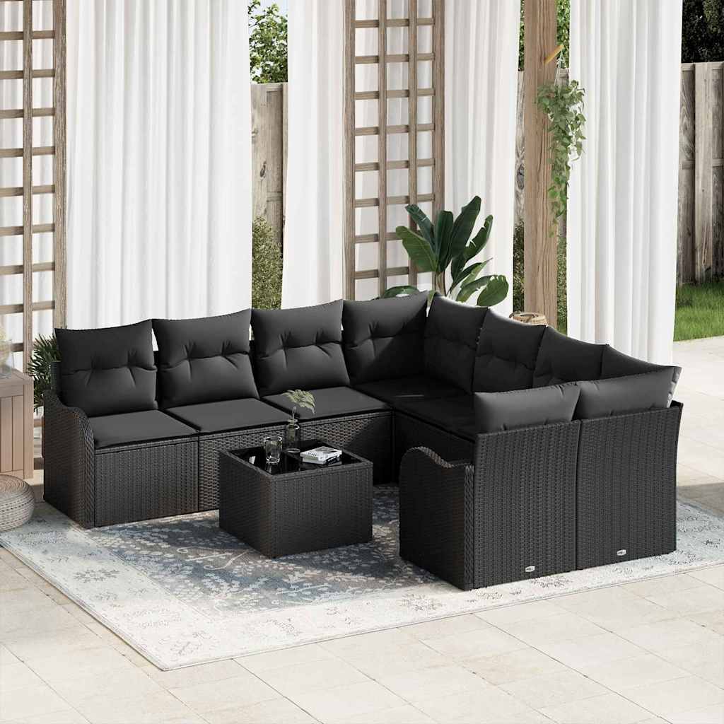 Gartensofa-set 9 stk. 8-Sitzanzahl Schwarz