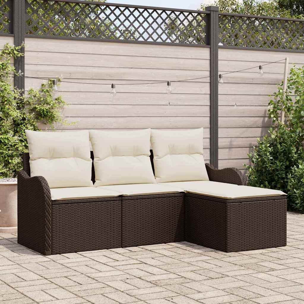 Gartensofa-set 4 stk. Braun Poly-Rattan