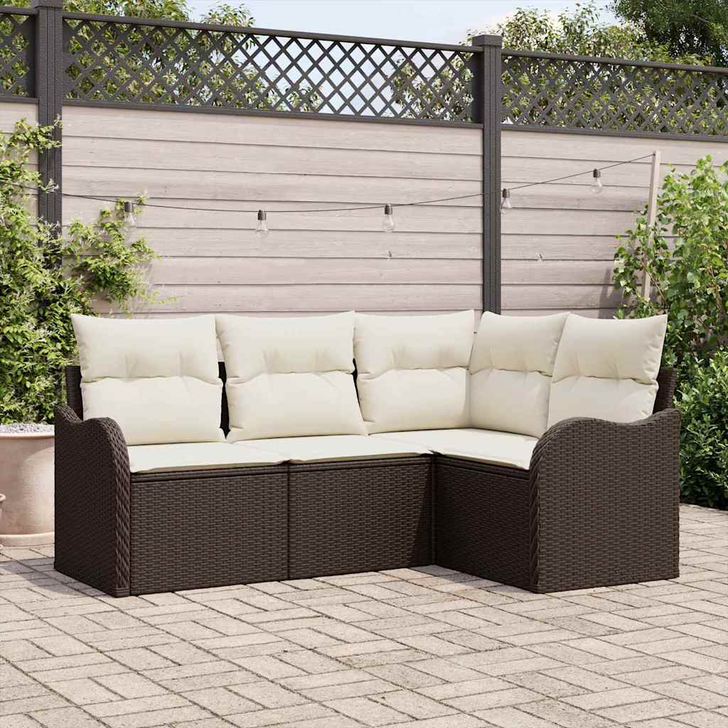 Gartensofa-set 4 stk. Braun Poly-Rattan