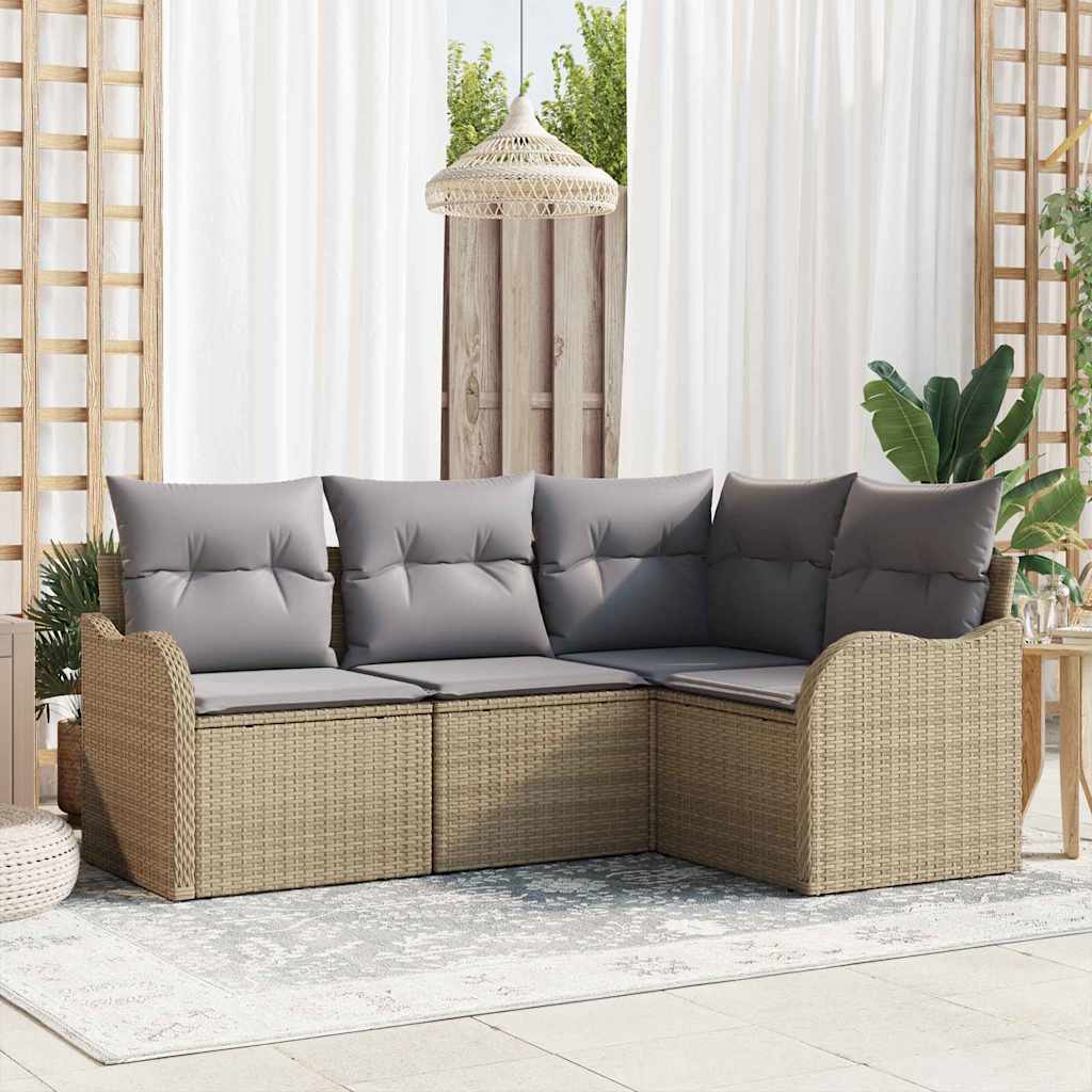 Gartensofa-set 4 stk. Beige Poly-Rattan
