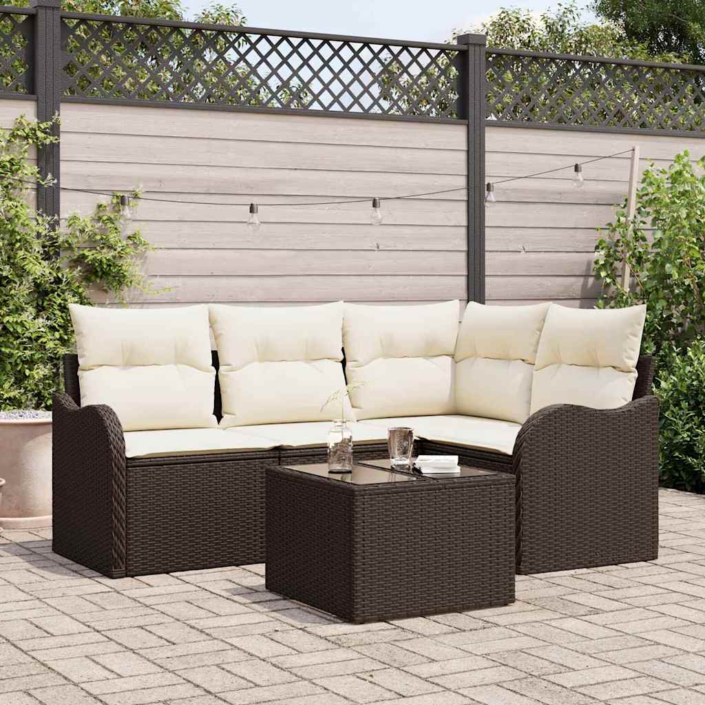 Gartensofa-set 5 stk. Grau Poly-Rattan