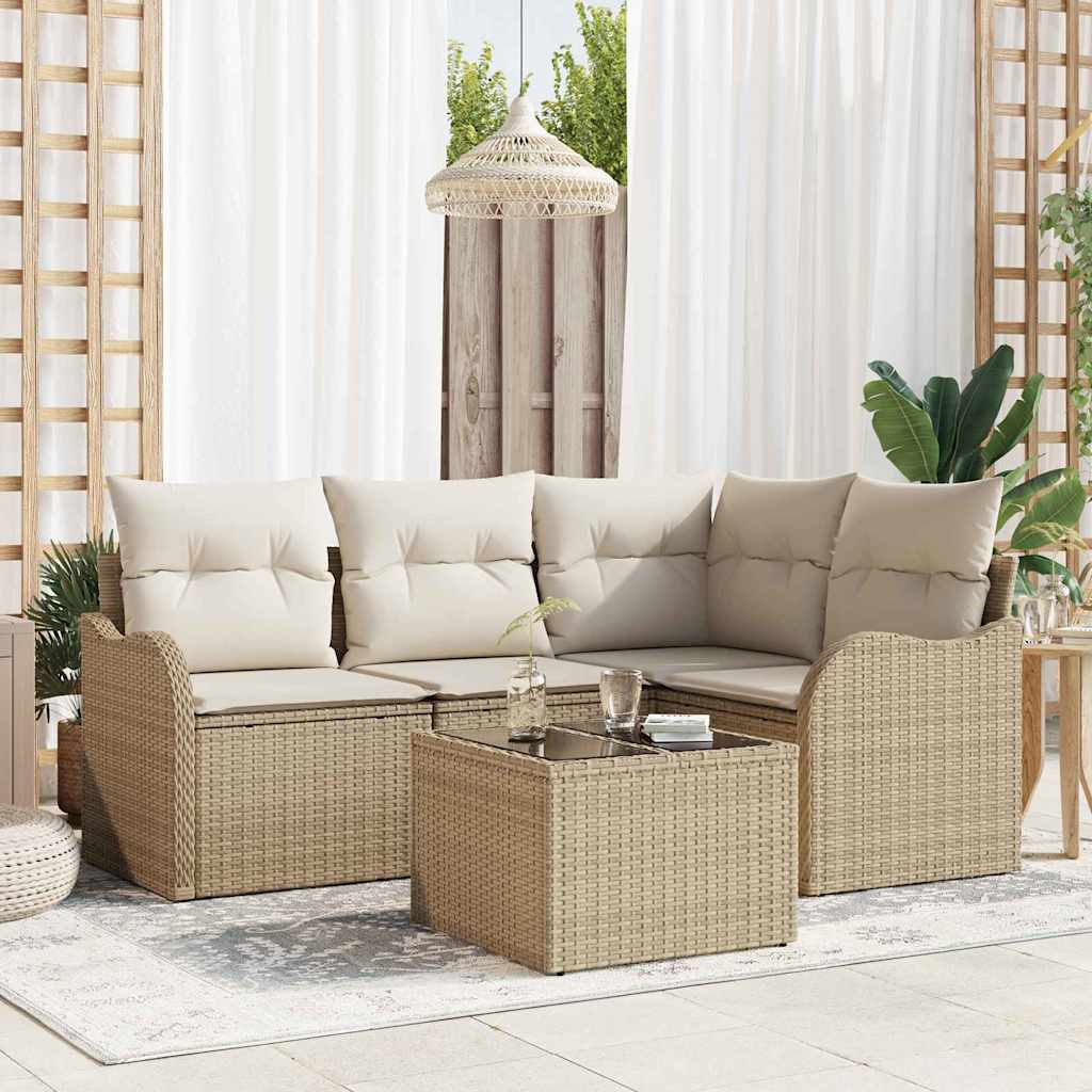 Gartensofa-set 5 stk. Braun Poly-Rattan