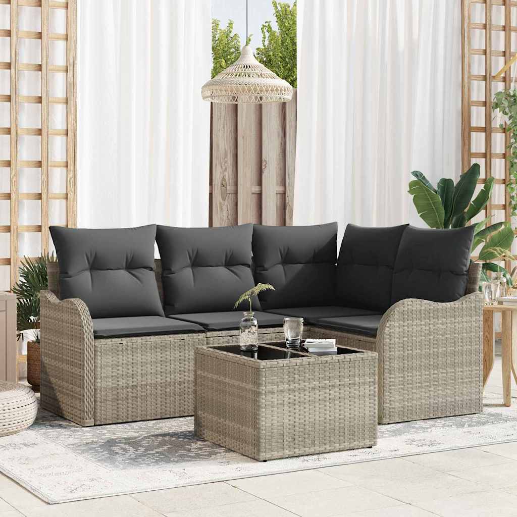 Gartensofa-set 5 stk. Grau Poly-Rattan