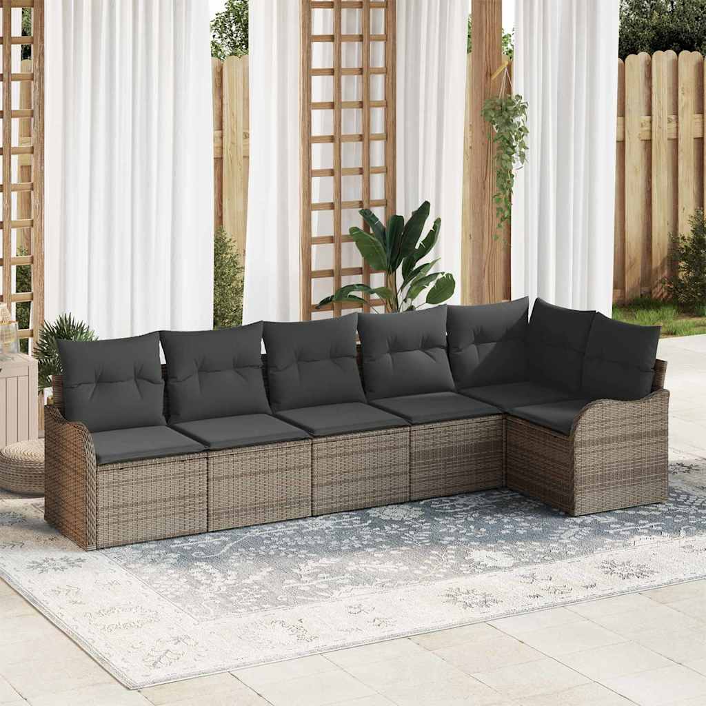 Gartensofa-set 6 stk. Grau Poly-Rattan