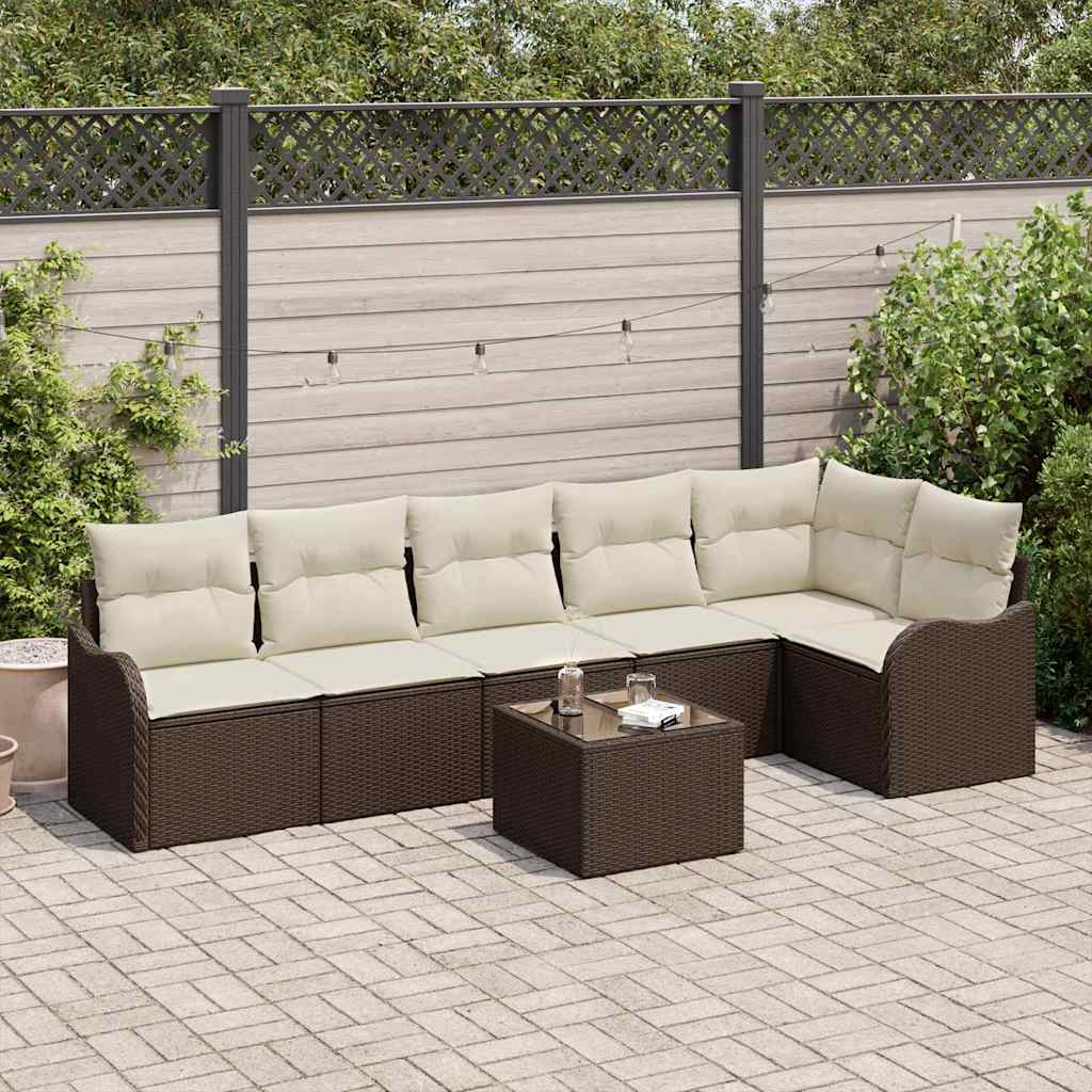 Gartensofa-set 7 stk. Grau Poly-Rattan