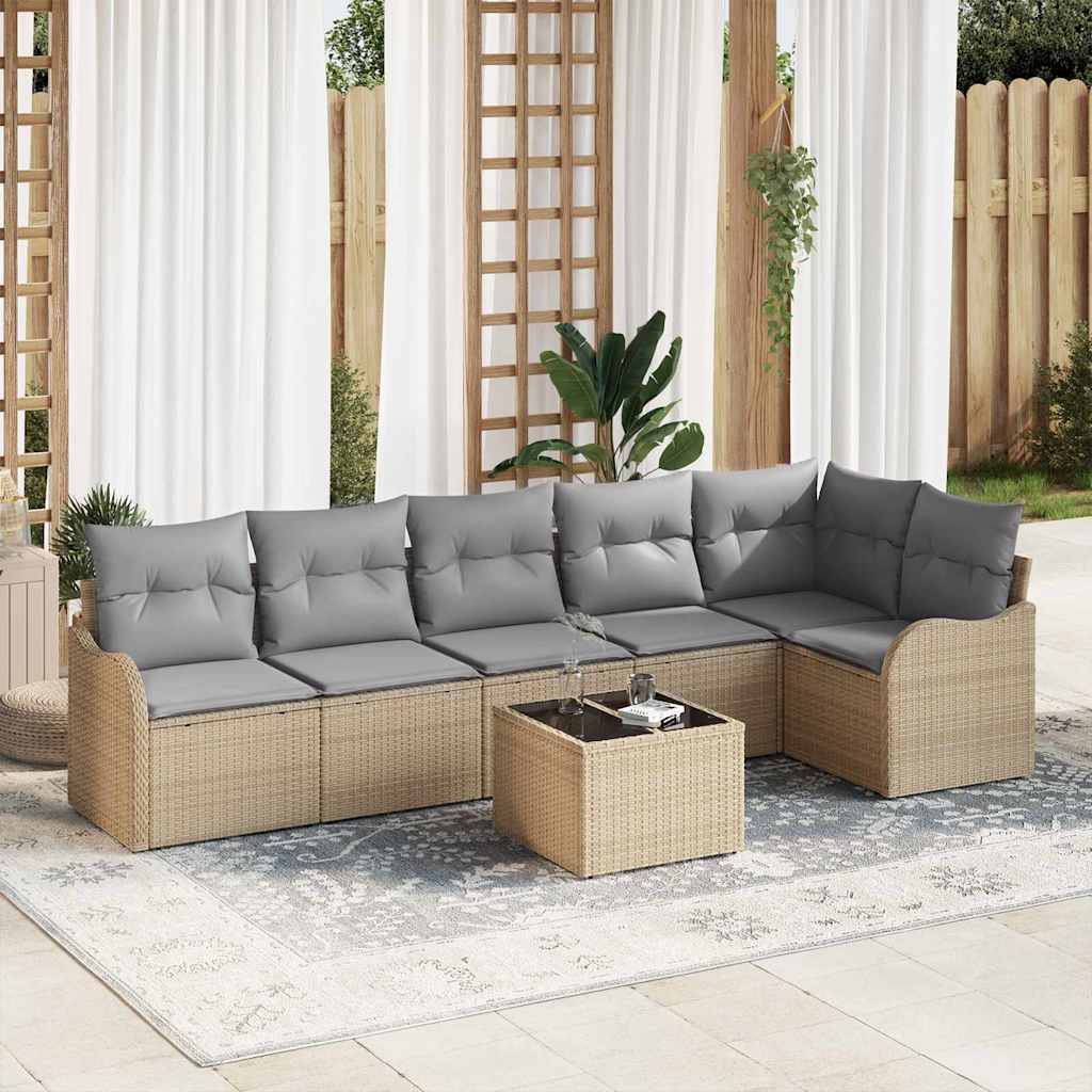Gartensofa-set 7 stk. Schwarz Poly-Rattan