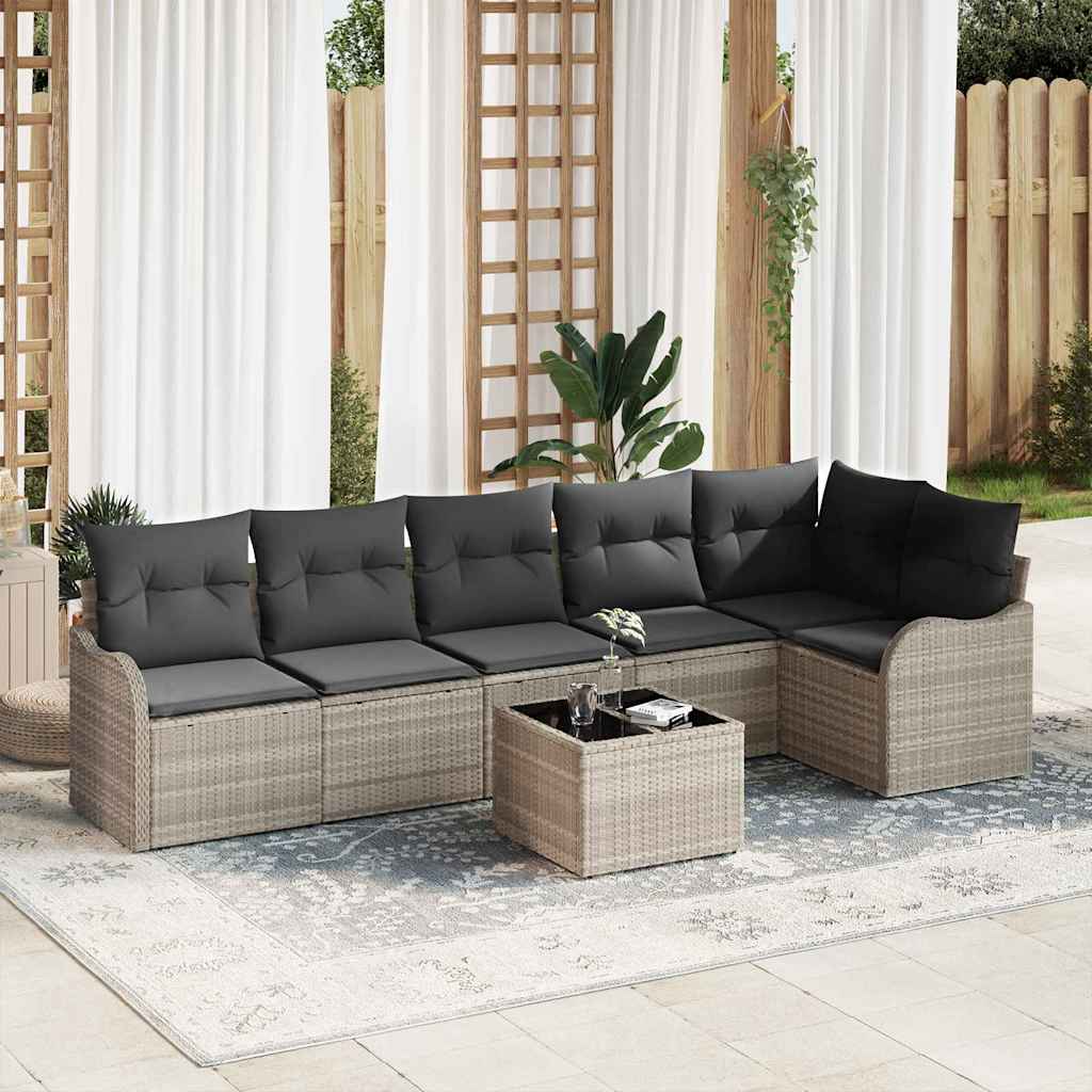 Gartensofa-set 7 stk. Grau Poly-Rattan