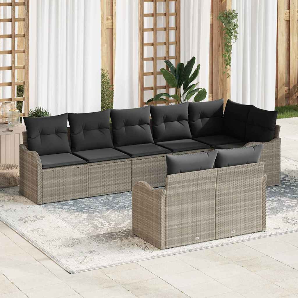 Gartensofa-set 8 stk. Hellgrau Poly-Rattan